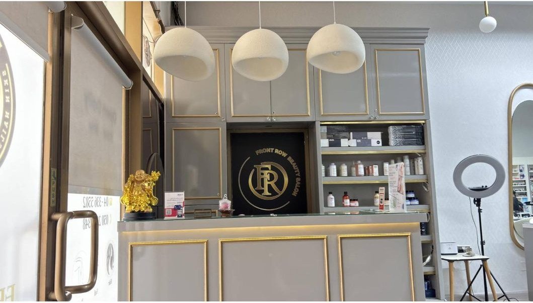 Reception area at Front Row Beauty Salon
